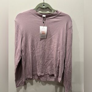 Cute long sleeve crop top in purple xxl